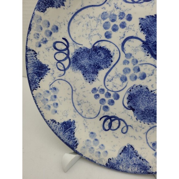 Poole Pottery Blue Vine Dinner Plate Sponge Grapes Leaves 10.5" - Picture 3 of 7